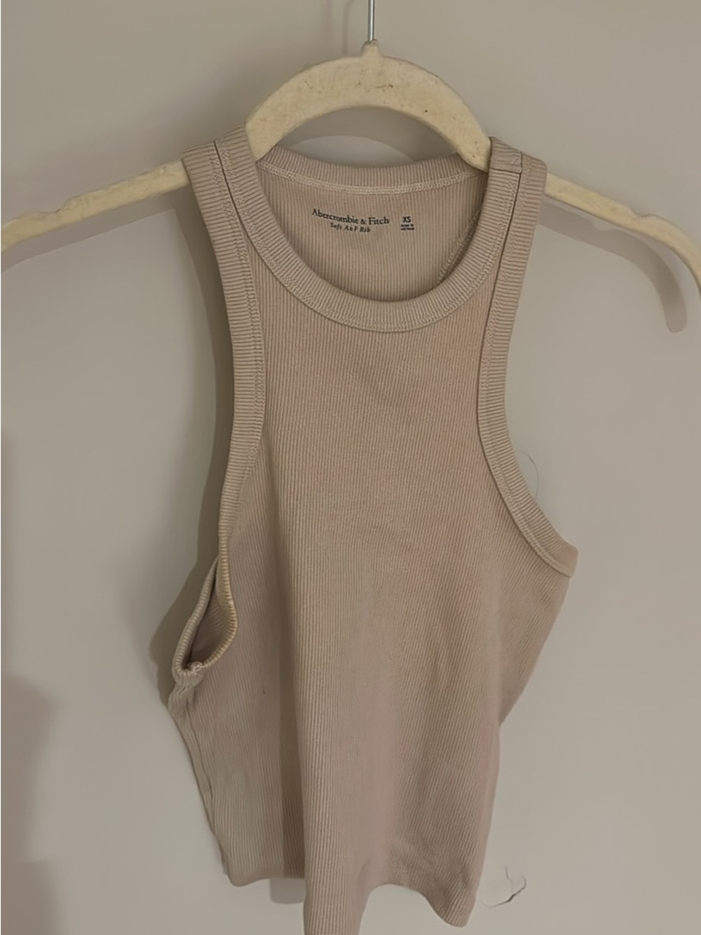 Abercrombie & Fitch Beige Ribbed Racerback Tank